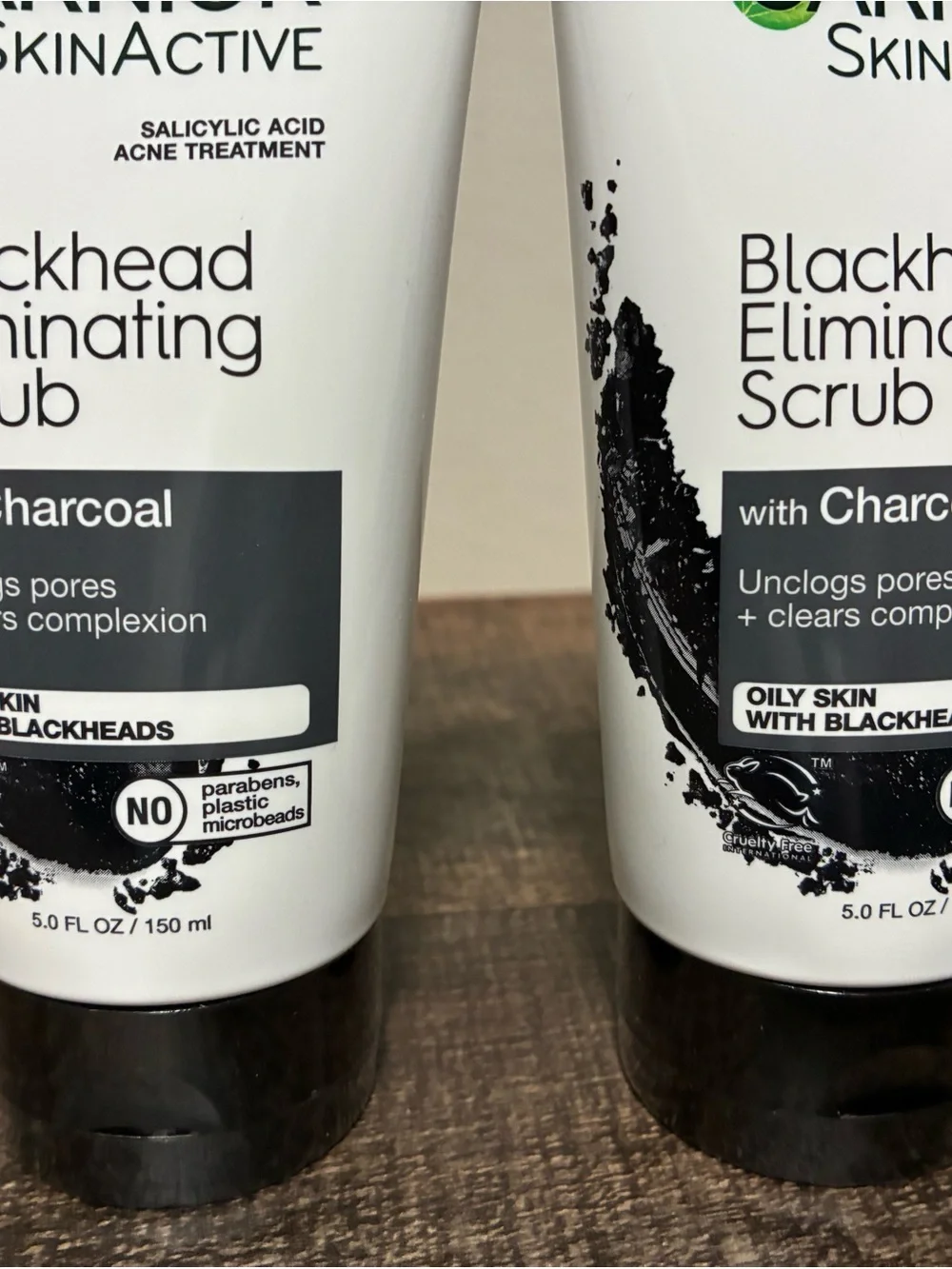 Garnier SkinActive Blackhead Eliminating Scrub Charcoal 5 oz 2-Pack EXP 05/29